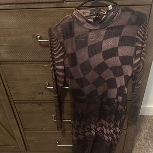 Long Sleeve Checkered Dress NWT